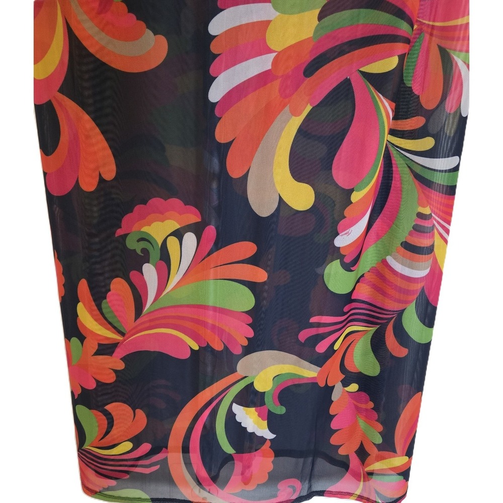 Trina Turk Sheer Abstract Print‎ Swimsuit Cover-Up Dress Multicolor Resortwear - Picture 12 of 13